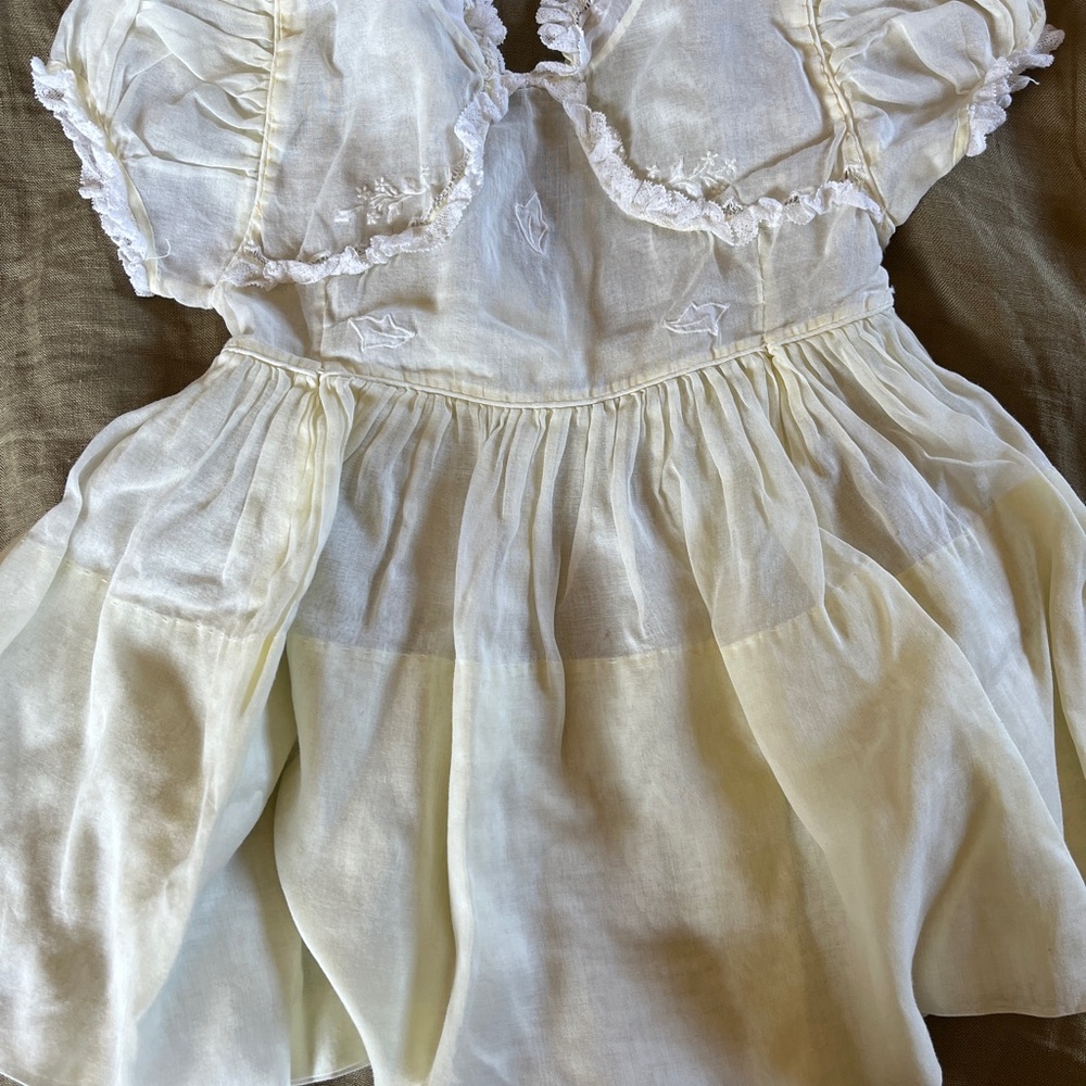 Alfred Leon Handmade Dress with Puffy Sleeves and Ruffled Edges Easter Dress